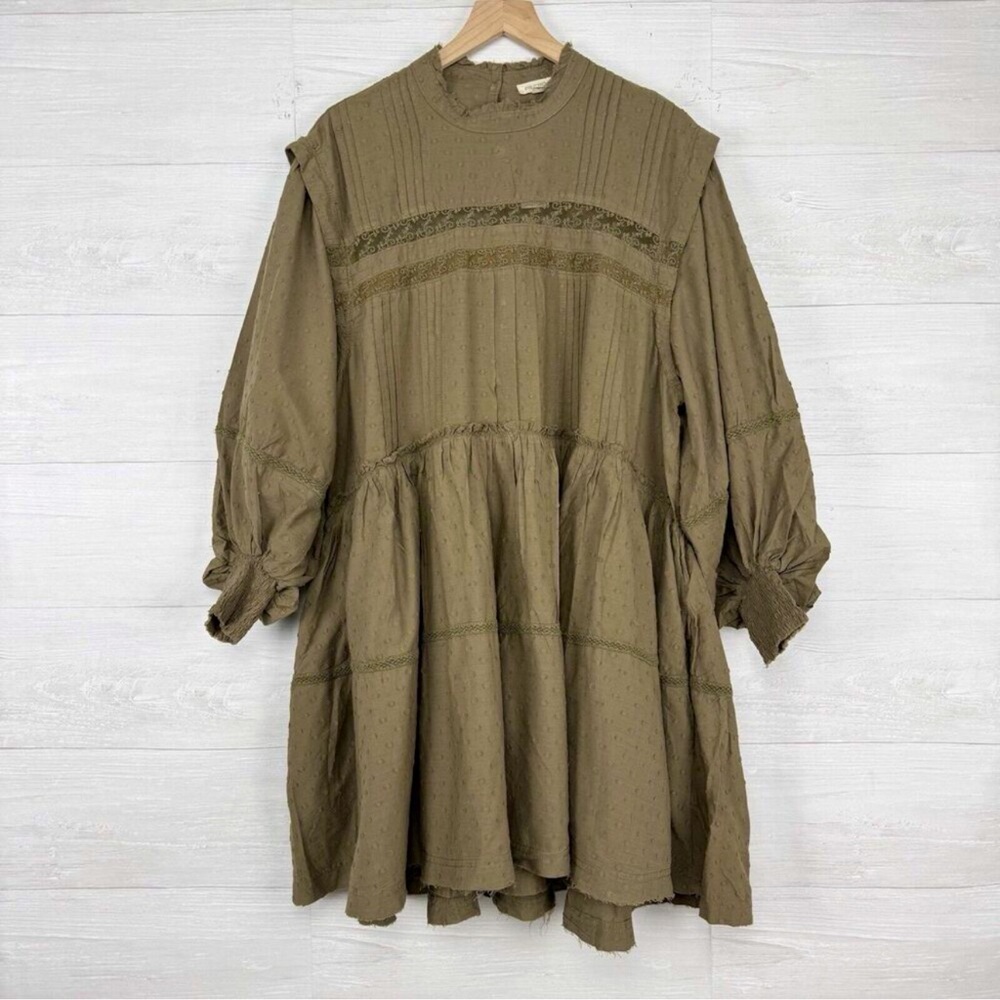 PILCRO/Anthropologie XS babydoll dress boho vibe green